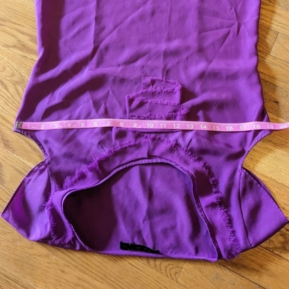 The Limited Medium Purple Cap Sleeve Blouse w/ Frayed Edge Ruffles - Picture 8 of 10